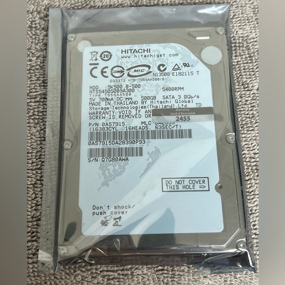 Hitachi 5K500.B HTS545050B9A300 500GB Internal 5400RPM 2.5" SATA Hard Drive